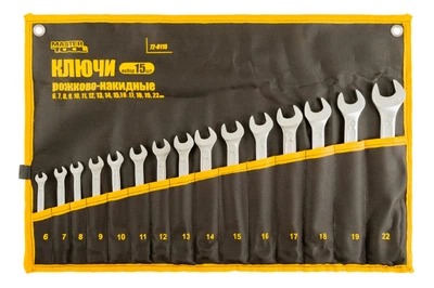 Набір рожково-накидних ключів Mastertool 15 шт. (6-22 мм) холоднокатаний (72-0115)