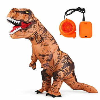 Надувний костюм динозавра T-Rex 150-195cm. Коричневий динозавр надувний костюм