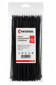 Хомут пластиковий Intertool TC-2516 чорний 150 x 2,5 мм