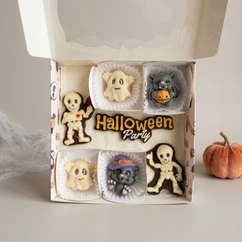 Шоколадний набір на Хелловін зі скелетами, привидами та котиками ручної роботи