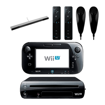 Набір Консоль Nintendo Wii U Модифікована 96GB Black + 10 Вбудованих Ігор Б/У + Контроллер Remote 2шт + Nunchuk 2шт + Sensor Bar