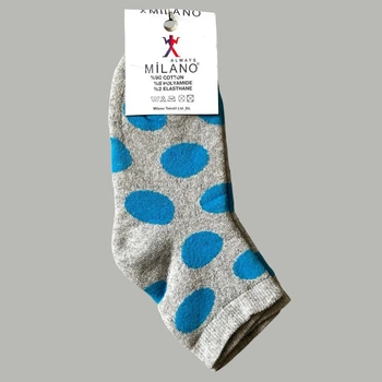 Женские зимние махровые носки Milano 36-39 серые в голубой горох