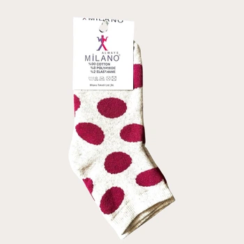 Женские зимние махровые носки Milano 36-39 серые в бордовый горох