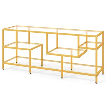 Открытая TV-консоль в стиле glamour, 147×40×62 см, цвет: золотистый каркас Costway