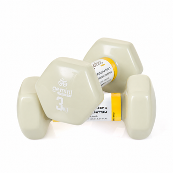 Гантели Gemini Sport для фитнеса с виниловым покрытием 2шт по 3.0кг GSD-3.0MILK
