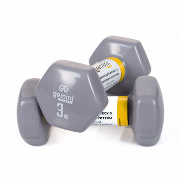 Гантели Gemini Sport для фитнеса с виниловым покрытием 2шт по 3.0кг GSD-3.0GRAY