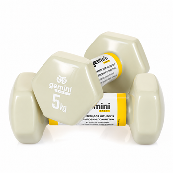 Гантели для фитнеса Gemini Sport с виниловым покрытием 2×5 кг GSD-5.0MILK