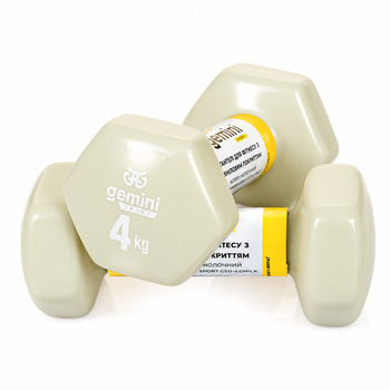 Гантели для фитнеса Gemini Sport с виниловым покрытием 2×4 кг GSD-4.0MILK