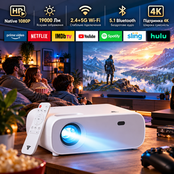 Мини-проектор ZDK 269B-B02 Full HD 1080P, 19000 лм, 5G Wi-Fi, Bluetooth 5.1, поддержка 4K, для смартфона PS5 Xbox