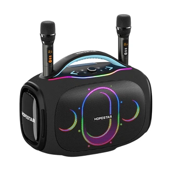 Портативная колонка HOPESTAR PARTYBOX ULTRA with 2pcs UHF microphone, IPX5, BT5.4, USB, AUX, TF, 550W, 36000mAh, 6-8h, Black