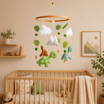 Мобіль на ліжечко Dino baby. Фетровий мобіль ручної роботи. Подарунок для новонародженого. Діаметр 23 см.