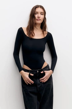 Боді Pull & Bear чорний ZGZNH569 L