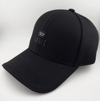 Бейсболка Котон з вишивкою Diesel Утеплена на флісі з вухами чорна L/XL (59-60 см)
