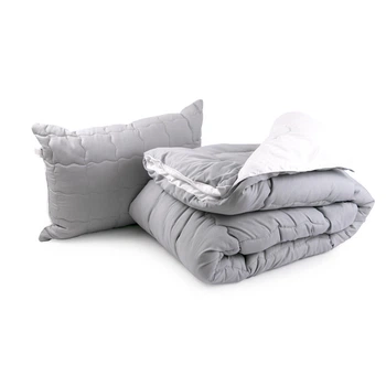 Набор одеяло с подушкой Руно - Grey White серый полуторный 140х205+50х70 см теплый 400 гр/м2 (27099)