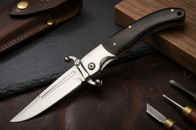 Складной нож с Деревянной рукояткой и Клипсой GW3093, сталь 440