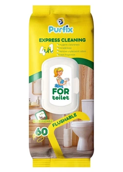 Вологі серветки для прибирання туалету Purfix Express Cleaning For Toilet 60 шт.