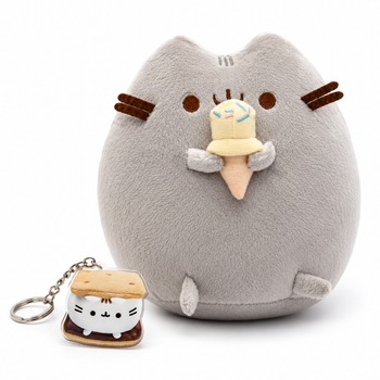 Мягкая игрушка 2Life Pusheen Cat Пушин Кэт Кот 12х15 см с Мороженым Серый и Брелок Пушин Сэндвич n-13552