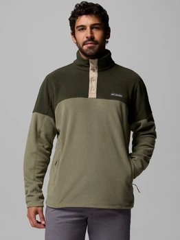 Bluza męska nierozpinana streetwear polarowa Columbia Basin Trail II 1/2 Snap Fleece 2124292367 S Oliwkowa (199141743904)