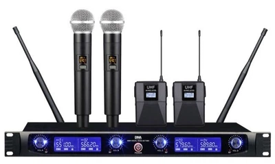 Czterokanałowy bezprzewodowy zestaw mikrofonowy UHF DNA WM4 VOCAL HEAD SET MIX z 2 mikrofonami do ręki i 2 nagłownymi (5908249818842)