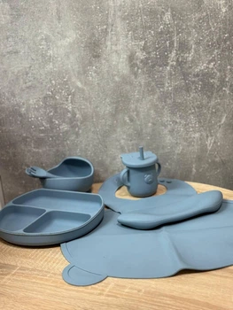 Набор детской посуды TS Kitchen Мишка силиконового 7 предметов Голубой HP34546BL