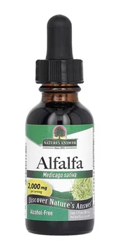Люцерна Alfalfa Алфалфа Nature's Answer, Экстракт люцерны без спирта, 2000 мг, 30 мл, 1 жидкая унция