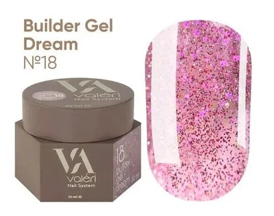Гель для ногтей с блестками Valeri Builder Gel Dream 18 30 мл