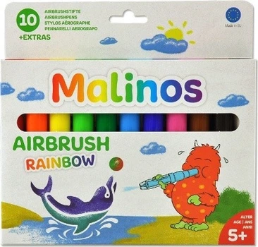 Набор фломастеров-аэрографов Malinos Airbrush Rainbow 300914 с трафаретами 10 цветов (691539009147)