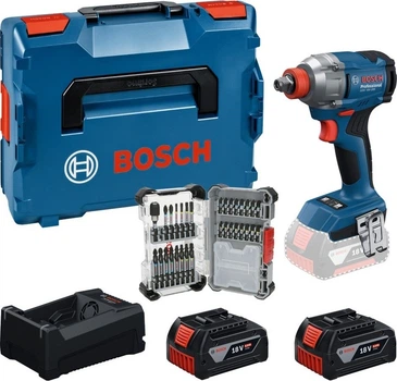 Набір інструментів акумуляторний ударний гайкокрут Bosch Professional GDX 18V 285 Нм + 2х акумулятор 5.0 А·год + набір біт 31 шт. у кейсі L-BOXX (4053423900101)