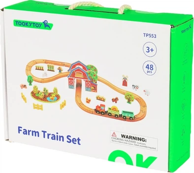 Дерев'яна залізниця Tooky Toy Ферма 48 деталей TP553 (6976831555603)
