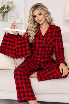 Піжама жіноча (сорочка+штани+шорти) Saimeiqi 3XL 52-54 Червона (2461)