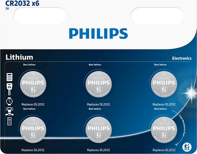 Батарейка Philips литиевая CR 2032 блистер 6 шт. (4895229106222)