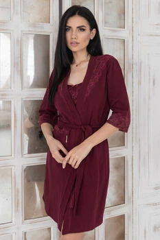 Халат хлопковый однотонный Хм1002 Марсала, 3XL