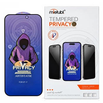 Защитное стекло антишпион Mietubl MTB Privacy для iPhone 17, 9H, антистатическое, черная рамка
