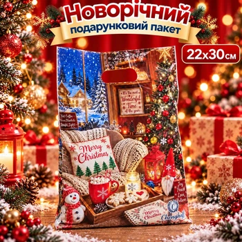 Пакет новогодний подарочный красивый 22х30 см подарочные пакеты с Новогодней елкой (нгн 22х30-2)