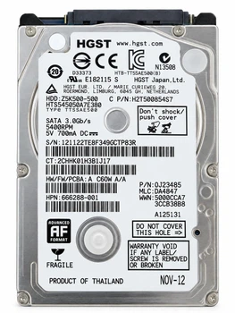 HDD диск 2.5 500GB Hitachi hts5450a7e380 5400 8mb s_n p83r б/у