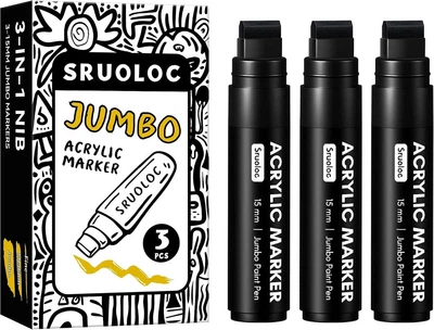 Акрилові маркери SRUOLOC 3 шт. чорні