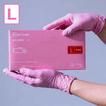 Перчатки нитриловые, Nitrylex Pink, розового цвета, размер L, 100 шт.