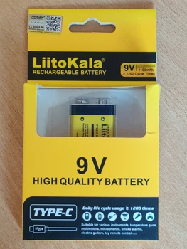 Аккумулятор LiitoKala USB-9V / 1100mAh, крона, Type-C выход, Li-ion Rechargeable Battery