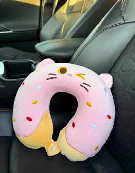 Подушка для путешествий Memory Foam Кот Пончик 32х25х10 см розовый
