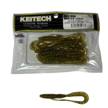 Силікон Keitech Mad Wag Mini 3.5" EA#02 Peach Green FLK. (10 шт/уп),1551.07.64