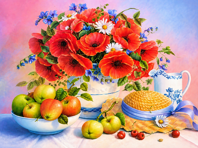 Алмазная мозаика 30х40см ColorArt Букет маков ST432