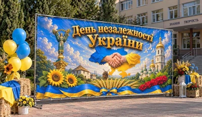 Баннер для фотозоны патриотический PHOTODECOR «День Независимости Украины с лентой» 1 кв.м