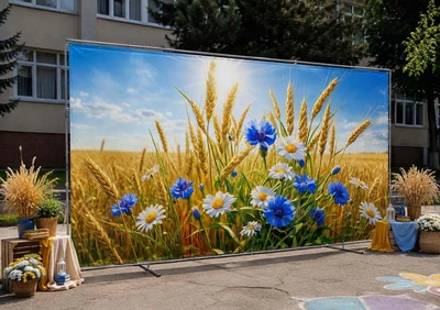 Баннер для фотозоны патриотический PHOTODECOR «Золотая пшеница и васильки» 1 кв.м