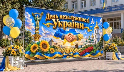 Баннер для фотозоны патриотический PHOTODECOR «День Независимости Украины и мир» 1 кв.м
