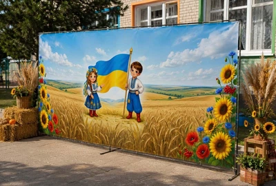 Баннер для фотозоны патриотический PHOTODECOR «Дети Украины» 1 кв.м