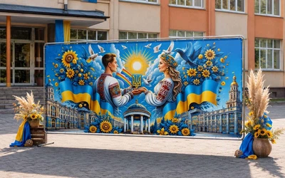 Баннер для фотозоны патриотический PHOTODECOR «Украинское солнце» 1 кв.м