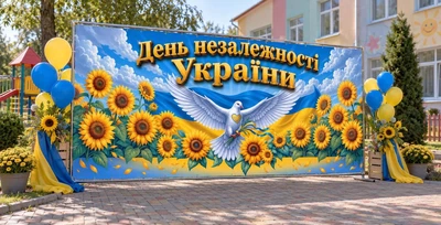 Баннер для фотозоны патриотический PHOTODECOR «День Независимости Украины — голубь и подсолнухи» 1 кв.м