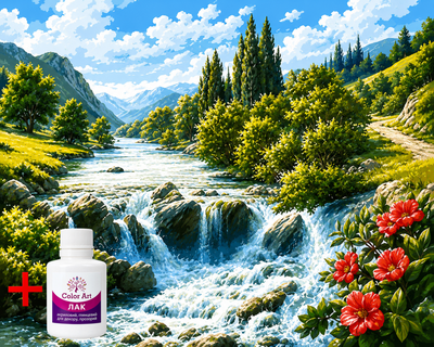 Алмазная мозаика на подрамнике ColorArt 40х50 Красивий водопад SPP081 + Подарок лак для покрытия