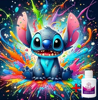 Алмазная мозаика на подрамнике ColorArt 40x40 Стич FSP1404 + Подарок лак для покрытия