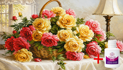 Алмазная мозаика на подрамнике ColorArt Розы в корзине 40х70 SSP814 + Подарок лак для покрытия, полная выкладка, квадратные алмазики, набор для творчества и рукоделия